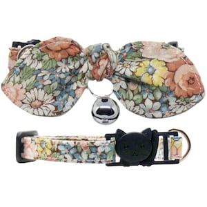 Floral Flowers, Cat Collar, Adjustable, Breakaway, Adult & Kitten Sizes