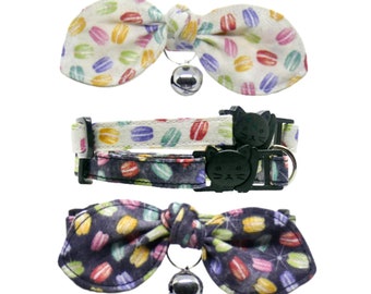 Macaron Cat Collar, Adjustable, Breakaway, Adult & Kitten Sizes