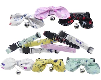 Floral Flowers Cat Collar, Adjustable, Breakaway, Adult & Kitten Sizes