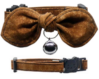 Brown Cat Collar, Adjustable, Breakaway, Adult & Kitten Sizes