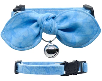 Blue Hearts, Cat Collar, Adjustable, Breakaway, Adult & Kitten Sizes
