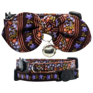 Floral Flowers, Cat Collar, Adjustable, Breakaway, Adult & Kitten Sizes