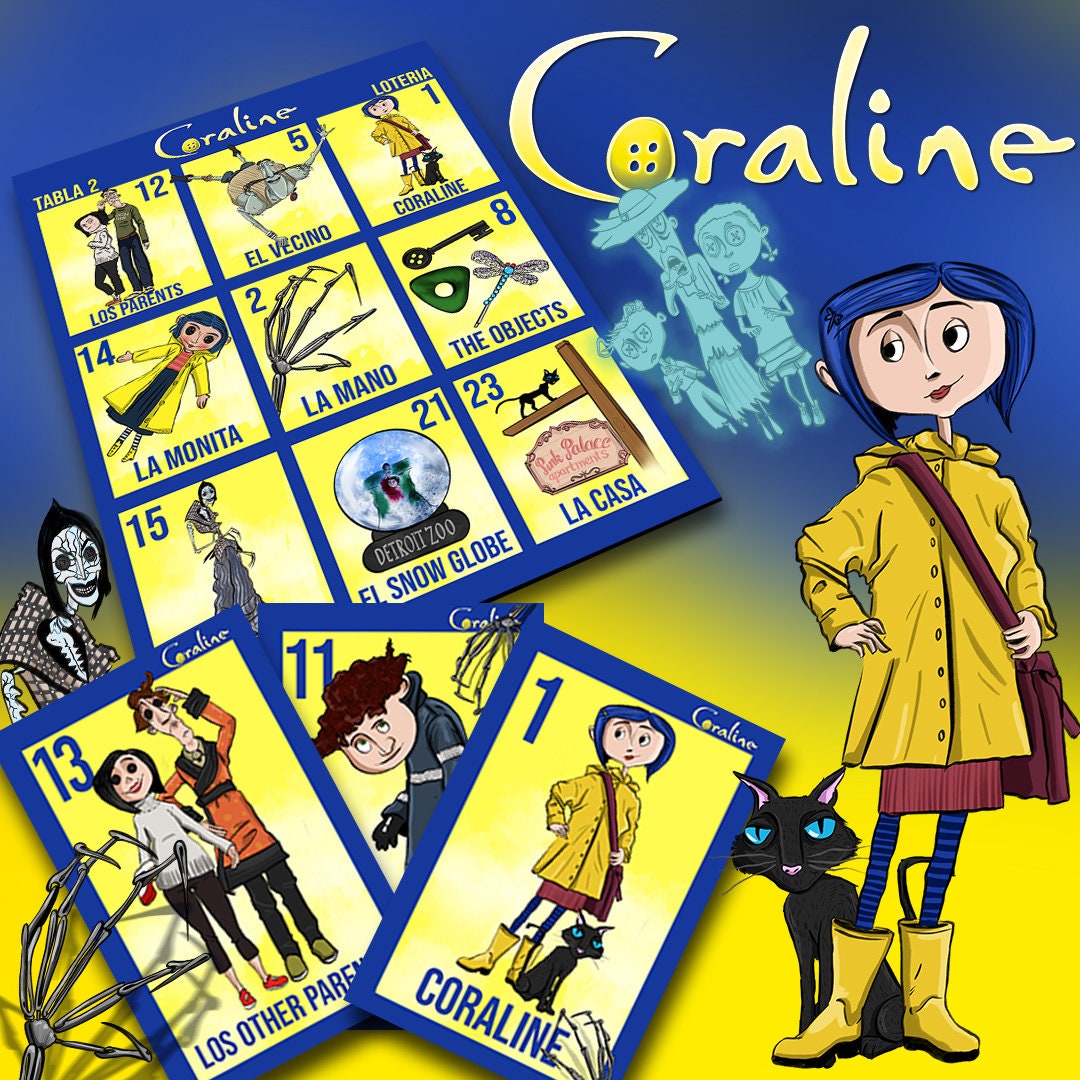 Yacanna Coraline Birthday Party Supplies, Coraline Theme Birthday Party Decorations, Includes Cupcake Toppers Banner ,18 Balloons and Coraline