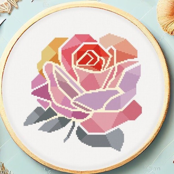 ROSE cross stitch pattern PDF,Cross Stitch chart,Counted Cross Stitch pattern,Instant PDF Download(ANP74_ROSE)