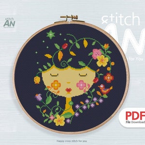 ANP12_Flower Girl_cross stitch pattern PDF