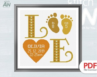 BABYBIRTH cross stitch pattern PDF,Cross Stitch chart,Counted Cross Stitch pattern,Instant PDF Download(ANP91_BABYBIRTH)