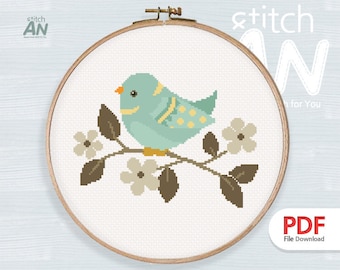 BIRD cross stitch pattern PDF,Cross Stitch chart,Counted Cross Stitch pattern,Instant PDF Download(ANP99_BIRD)