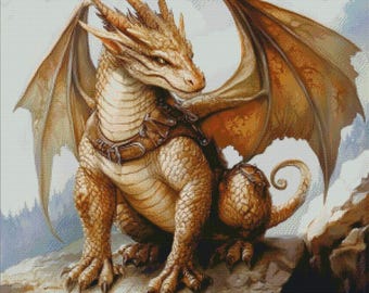 PCP0166 Dragon Warrior PDF cross stitch pattern  full coverage Instant Download