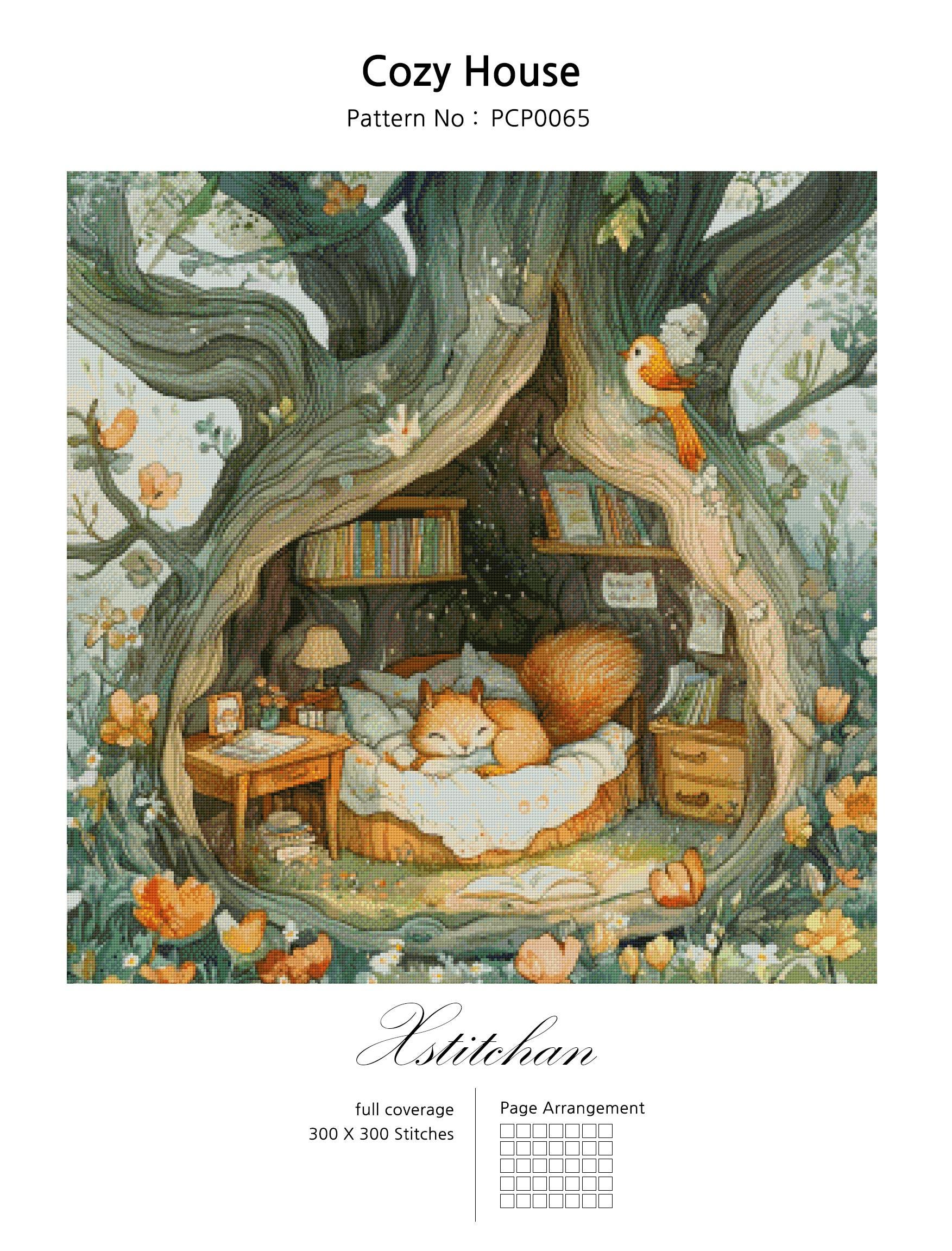 PCP0065 Cozy House PDF Full Coverage Cross Stitch Pattern Instant ...