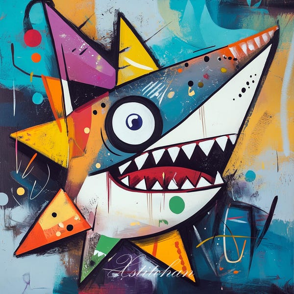 PCP0326 Patrón de punto de cruz de tiburón (PDF) con cobertura total Descarga instantánea