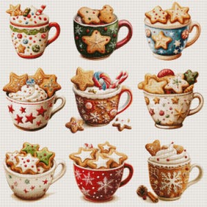 PCP0044_Biscotti di Natale PDF schema punto croce a copertura totale Download immediato