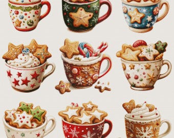 PCP0044_Christmas cookie, full coverage cross stitch pattern PDF, Cross Stitch chart, Counted Cross Stitch pattern, Instant PDF Download