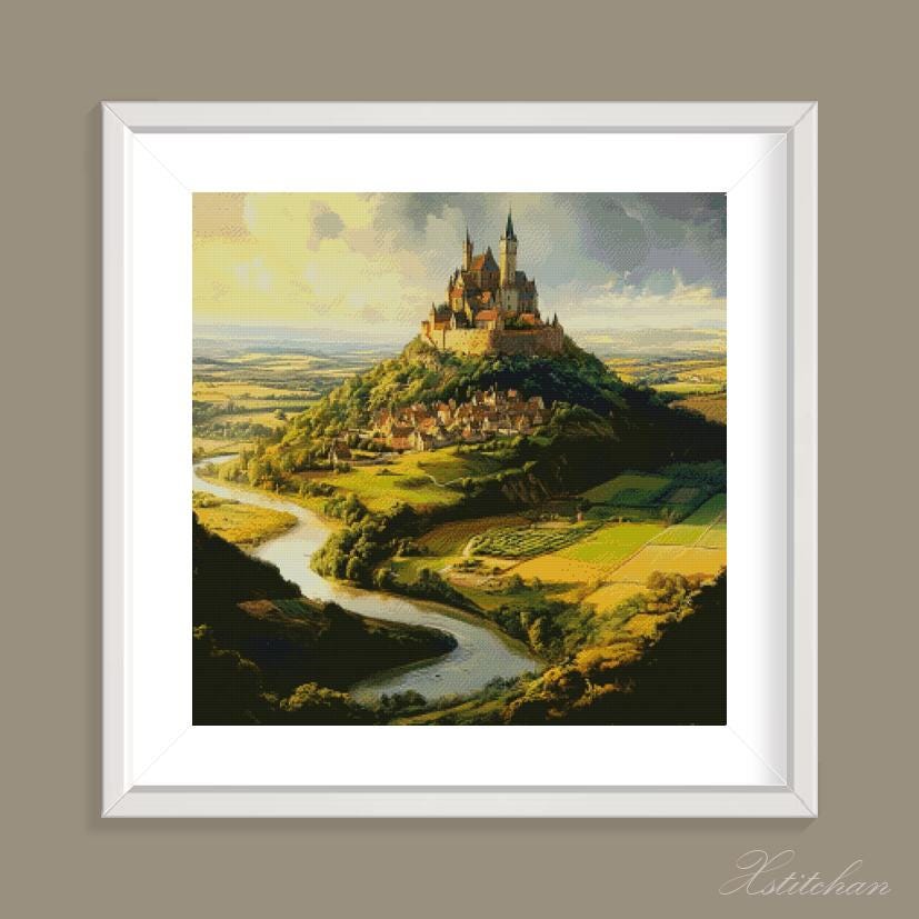 PCP0058 Castle PDF Full Coverage Cross Stitch Pattern Instant Download ...