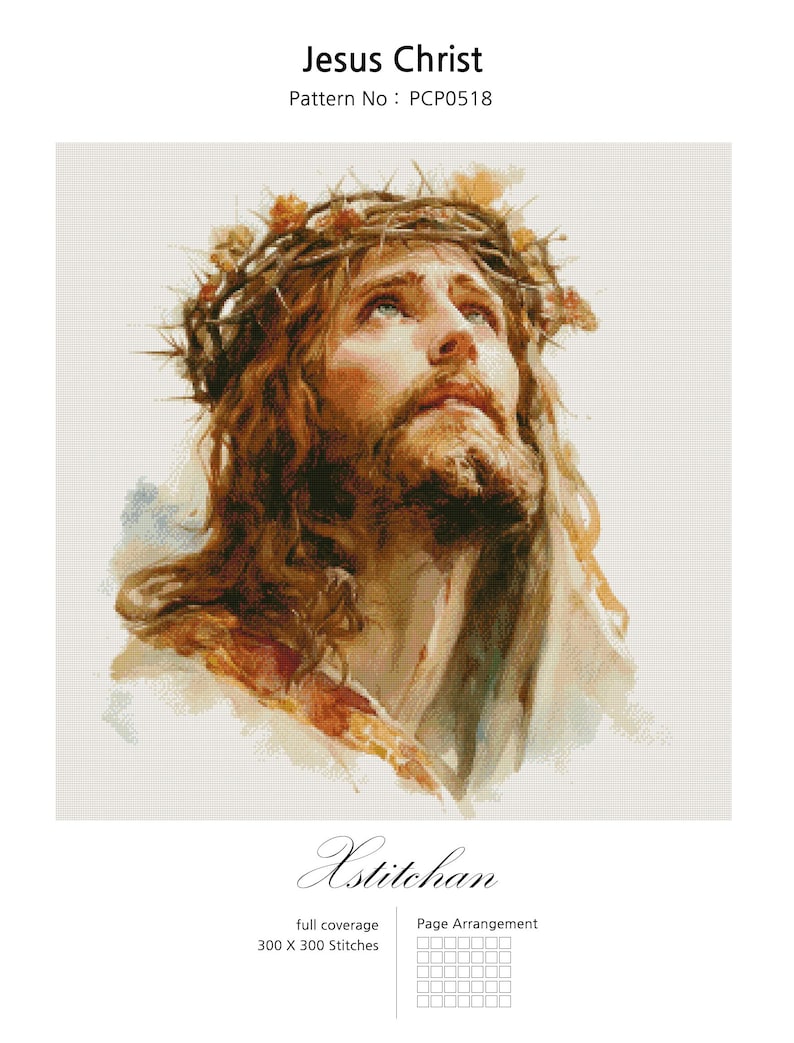 PCP0518 Jesus Christ PDF Full Coverage Cross Stitch Pattern Instant ...