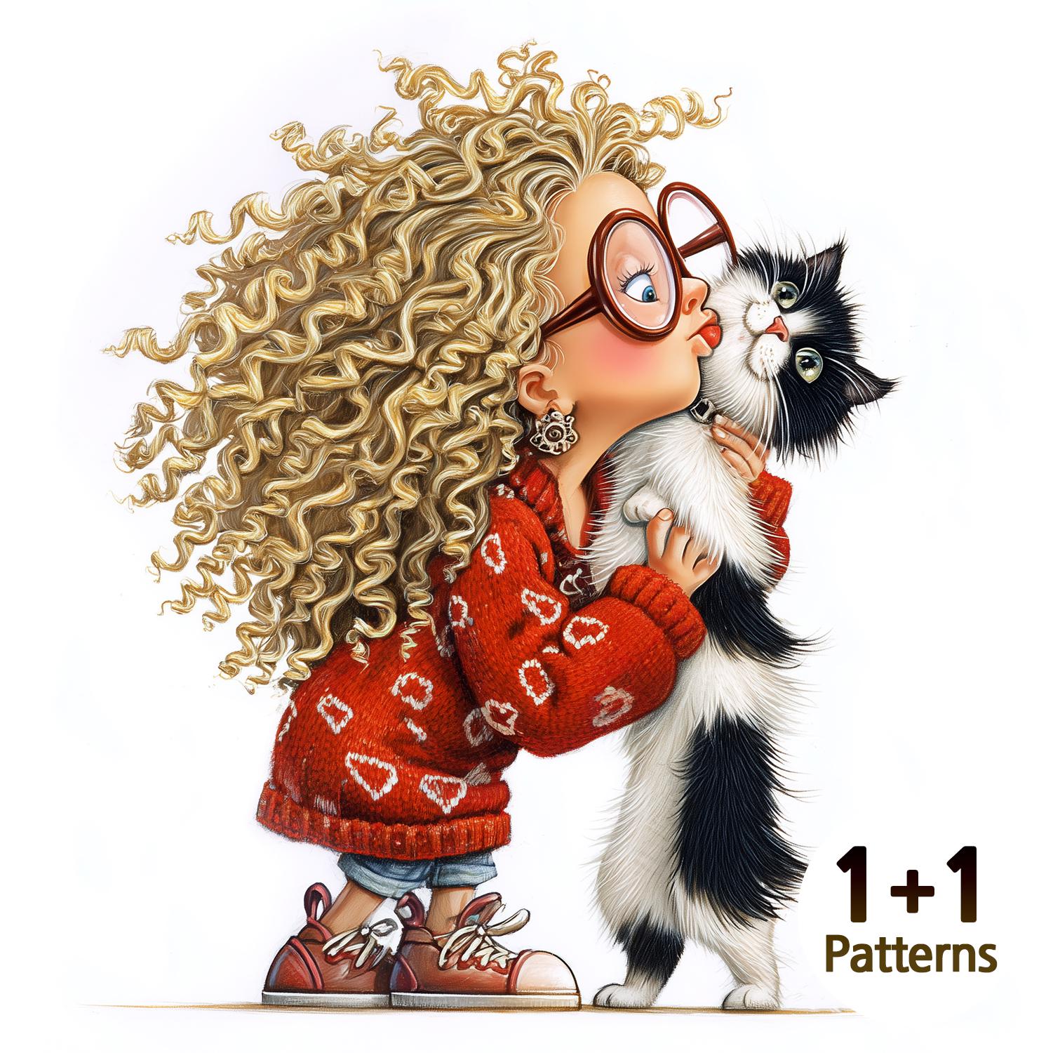 PCP0441 curly girl full coverage cross stitch pattern PDF Cross Stitch chart Cross Stitch pattern Instant PDF Download