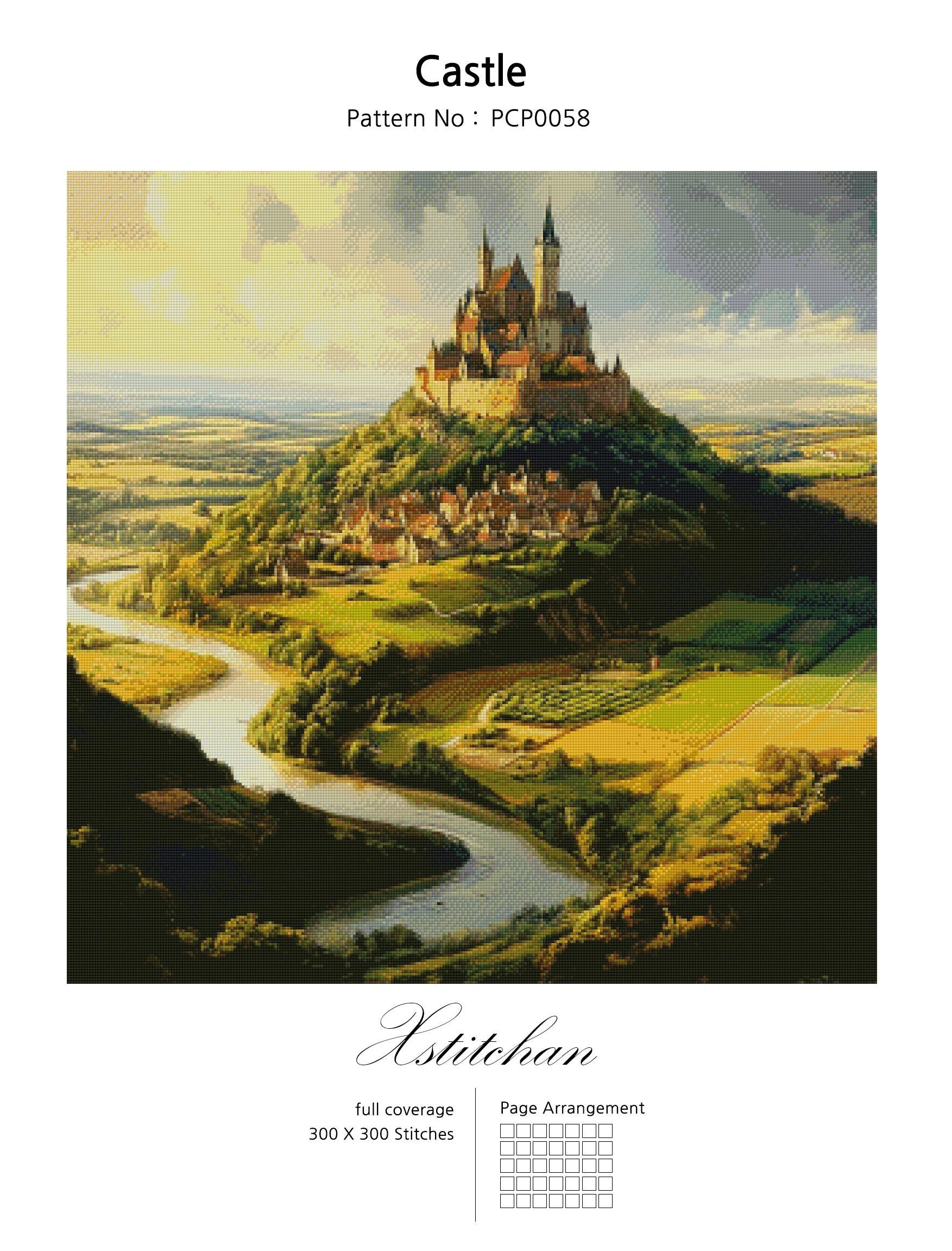 PCP0058 Castle PDF Full Coverage Cross Stitch Pattern Instant Download ...