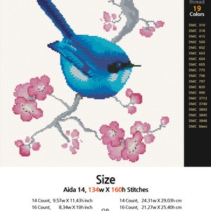 Bluebird Cross Stitch Pattern Pdf,cross Stitch Chart,counted Cross ...