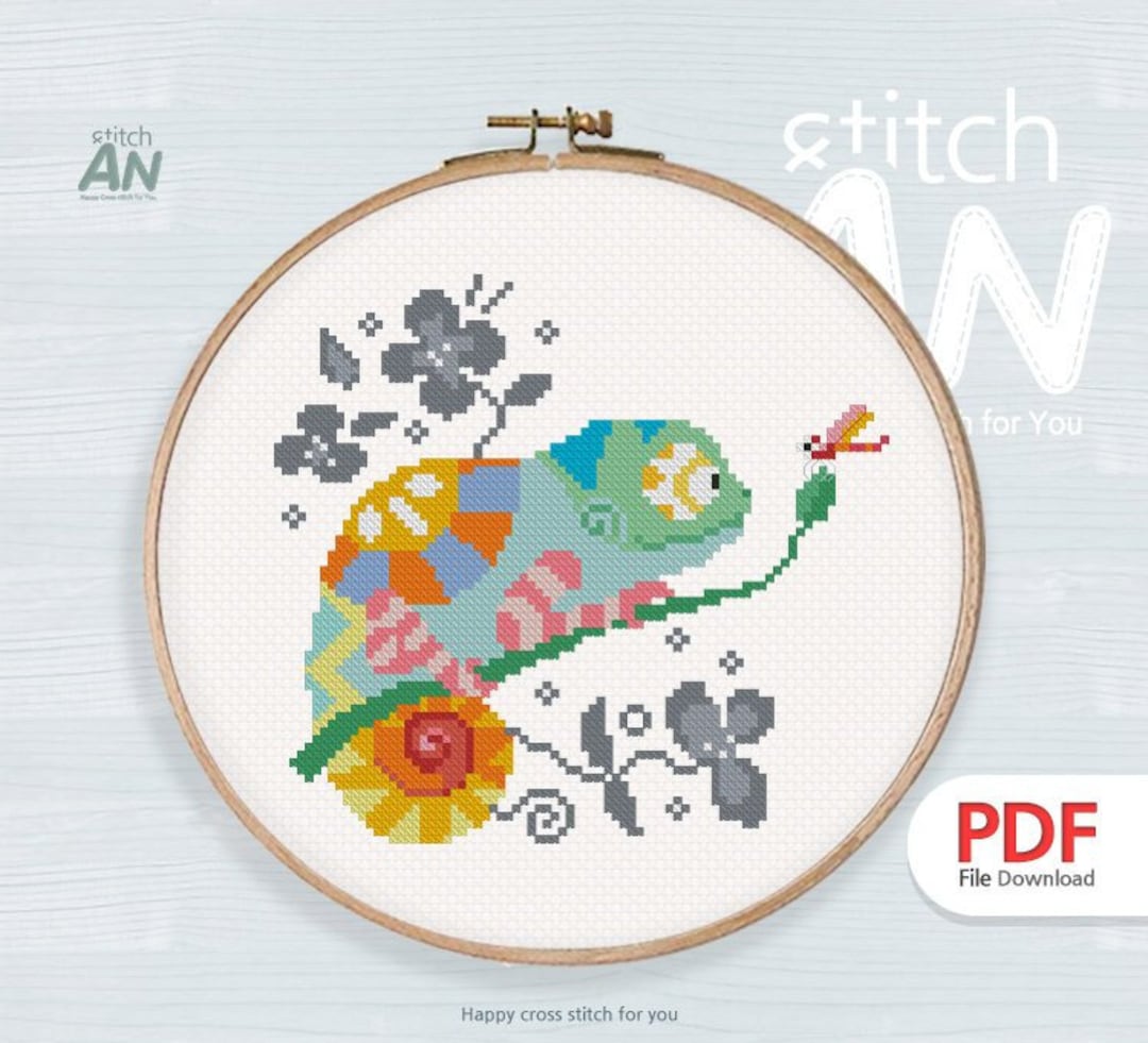 Chameleon Cross Stitch Pattern Pdfcross Stitch Chartcounted Etsy