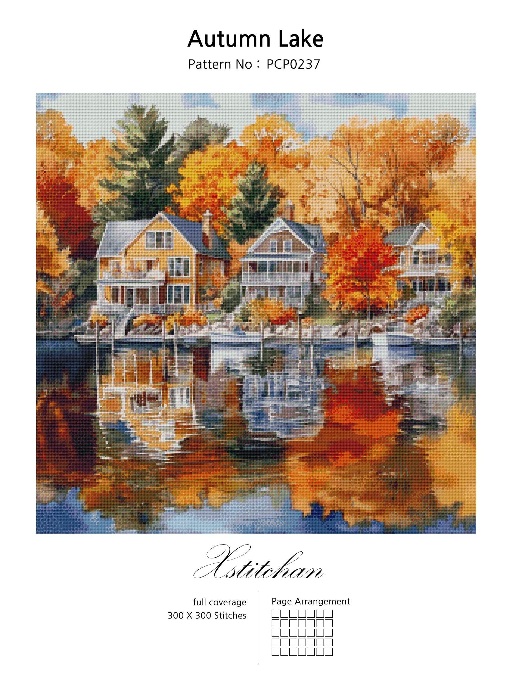 PCP0237 Autumn Lake Full Coverage Cross Stitch Pattern PDF Cross Stitch ...