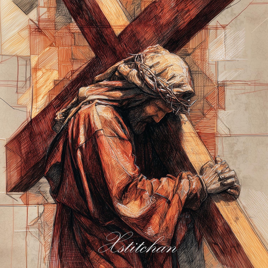 PCP0718 Jesus Carrying the Cross PDF Full Coverage Cross Stitch Pattern ...