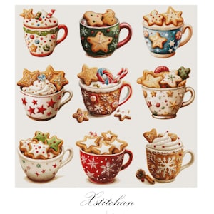 PCP0044_Christmas cookie PDF full coverage cross stitch pattern Instant Download image 3