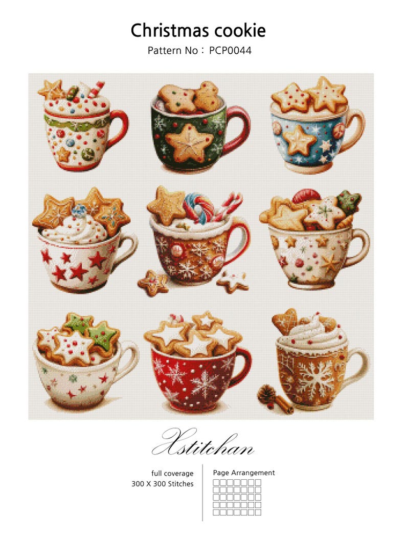 PCP0044_Christmas cookie PDF full coverage cross stitch pattern Instant Download image 3
