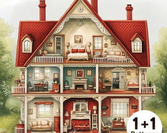 PCP0271 doll house full coverage cross stitch pattern PDF Cross Stitch chart Cross Stitch pattern Instant PDF Download