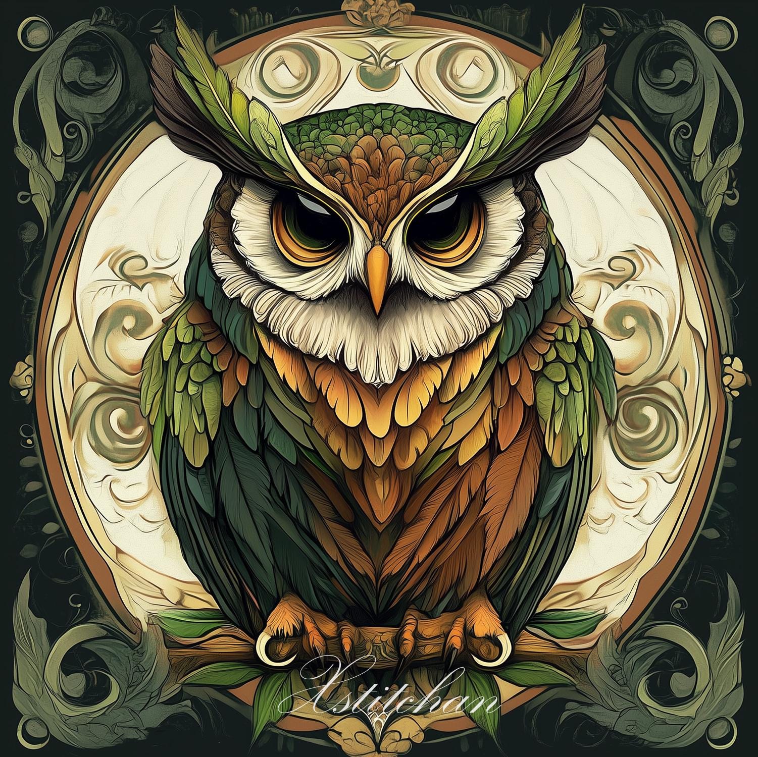 PCP0309 Owl full coverage cross stitch pattern PDF Cross Stitch chart Cross Stitch pattern Instant P