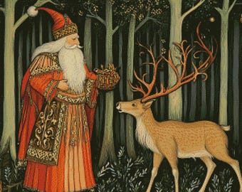 PCP0076 santa and reindeer full coverage cross stitch pattern PDF Cross Stitch chart Cross Stitch pattern Instant PDF Download