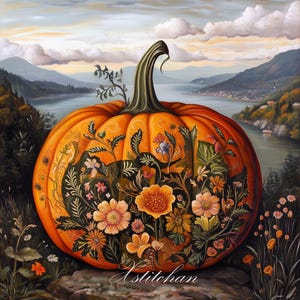 PCP0259 pumpkin full coverage cross stitch pattern PDF Cross Stitch chart Cross Stitch pattern Instant PDF Download