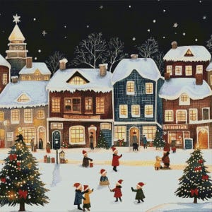 PCP0074 Christmas night village full coverage cross stitch pattern PDF Cross Stitch chart Cross Stitch pattern Instant PDF Download