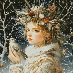 PCP0138 winter girl full coverage cross stitch pattern PDF Cross Stitch chart Cross Stitch pattern Instant PDF Download