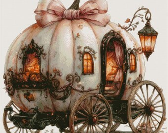 PCP0182 Pumpkin carriage full coverage cross stitch pattern PDF Cross Stitch chart Cross Stitch pattern Instant PDF Download