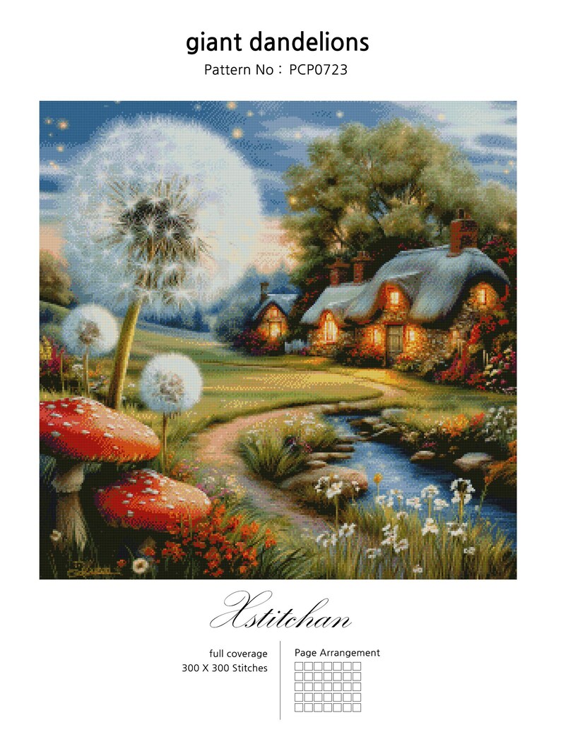 PCP0723 Giant Dandelions PDF Cross Stitch Pattern Full Coverage Instant ...