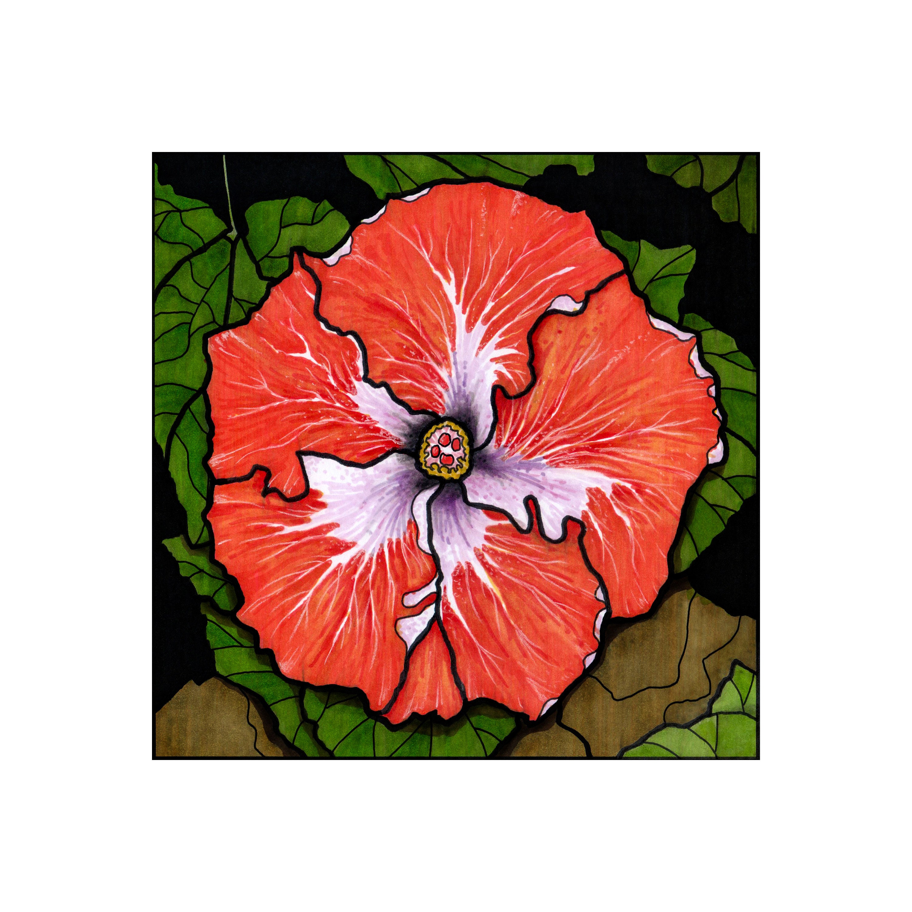 Stained Glass VIII ‘Hibiscus’ Illustration Print | Etsy