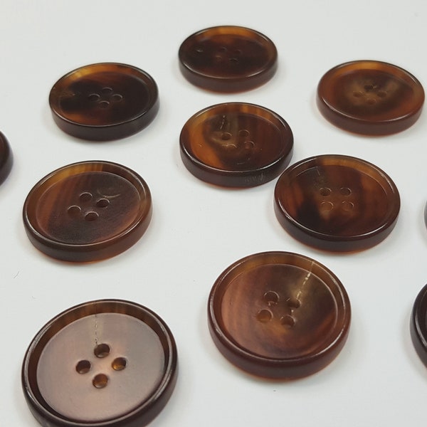 Real horn brown buttons for coats and outerwear.
