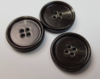 Genuine horn dark gray buttons set for suit jacket, blazer,  sport coat, vest, suit . High quality, made in Italy.