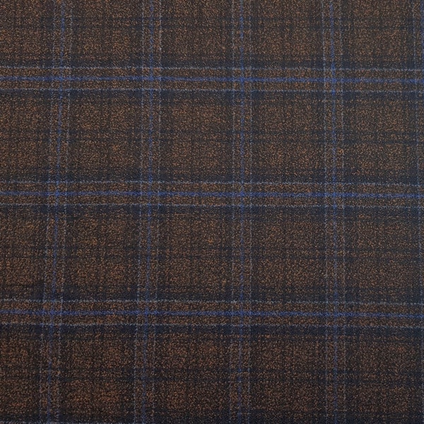 Pure wool plaid brown jacketing fabric by italian mill Reda