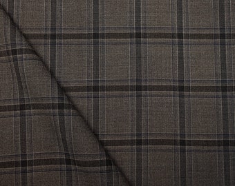 Tartan Plaid Karo braun und grau Stoff, reine 21 mikron Wolle, von Vitale Barberis Canonico