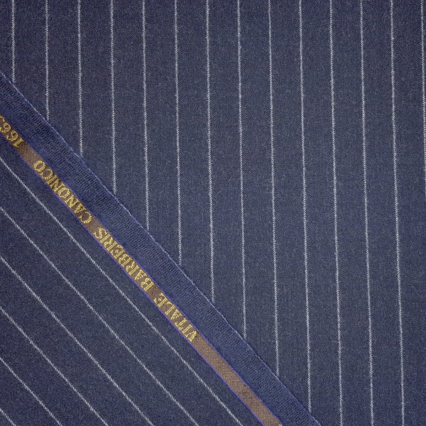 Wool super 120'S  striped blue flannel by Vitale Barberis Canonico