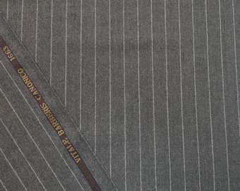 Super 120'S gestreept lichtgrijs flanel van Vitale Barberis Canonico
