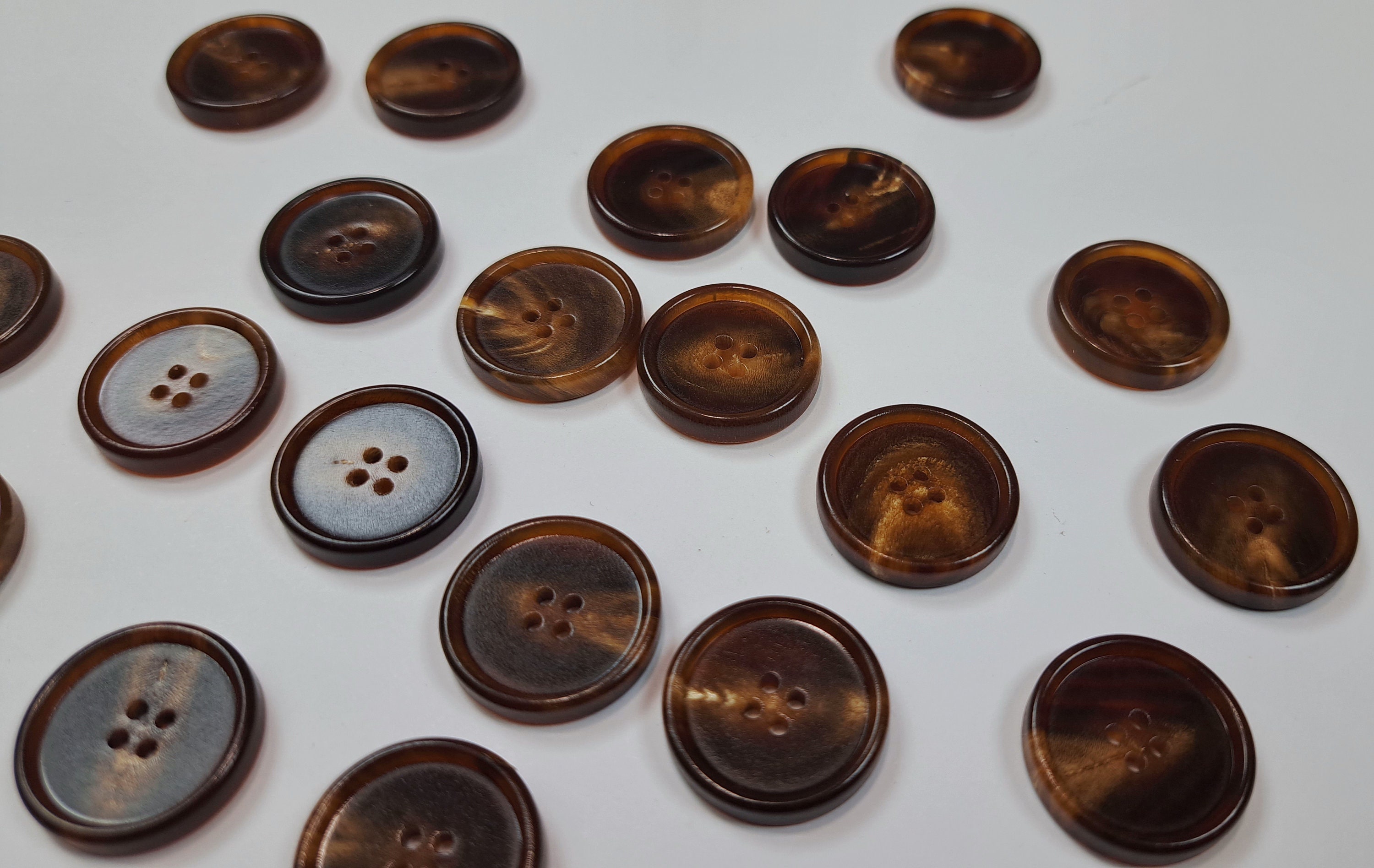 Camel Brown Italian Leather Button Imitation 1-1/8 (28mm) 44L Vintage  Shank Buttons #629