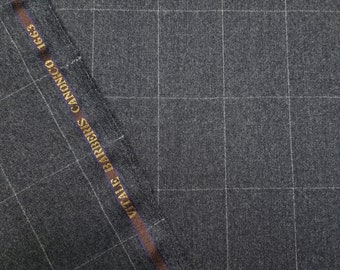 Wollen super 120's grijze ruitflanel van Vitale Barberis Canonico.