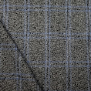 Wool super 120'S  windowpane gray light flannel by Vitale Barberis Canonico