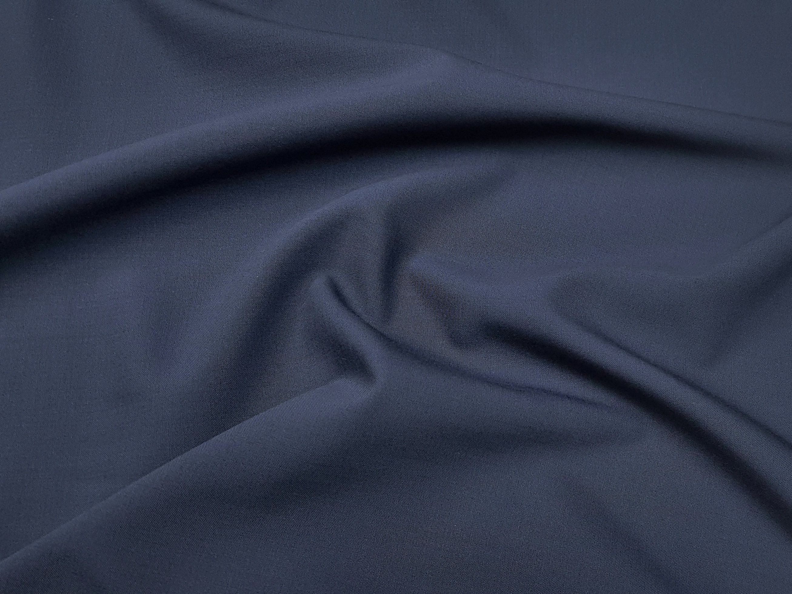 Merino wool fabric for suits and pants. Navy blue color. Pure Etsy