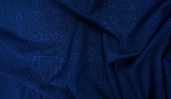Blau Karierte Wolle Und Mohair Anzug Stoff Von Vitale Barberis Etsy