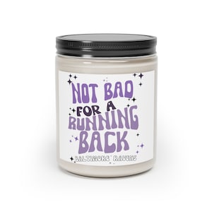 Retro Baltimore Ravens Lamar Jackson &quot;Not Bad for a Running Back&quot;Candle ,Fan Christmas Gift Trendy Groovy Football Scented Candle, 9oz