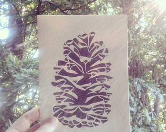 long leaf pine cone block printed blank card