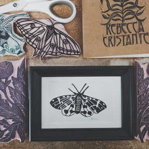 Tiger Moth Mini Linocut Print
