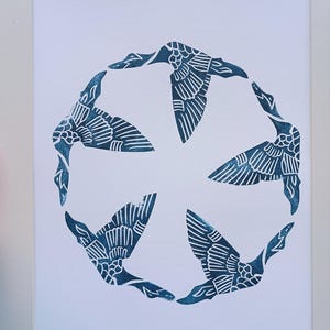 Gänse Linolschnitt Unity Original Art